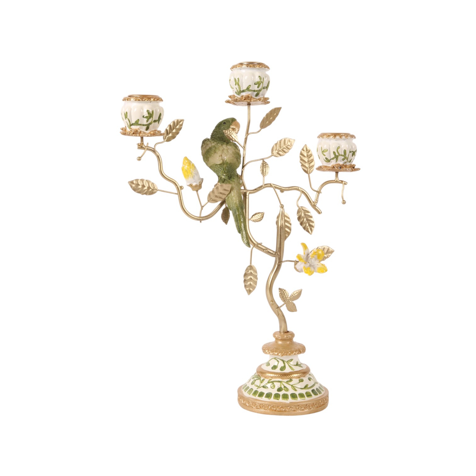 Kandelaar Papegaai 31,5 cm - Groen - Resin