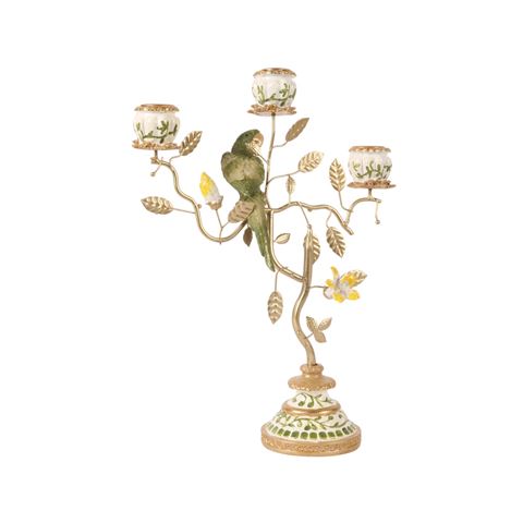 Kandelaar Papegaai 31,5 cm - Groen - Resin