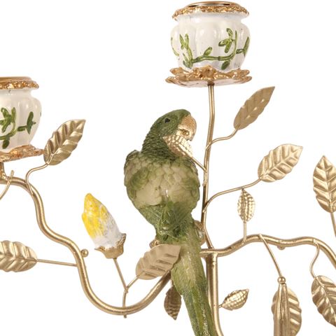 Kandelaar Papegaai 31,5 cm - Groen - Resin