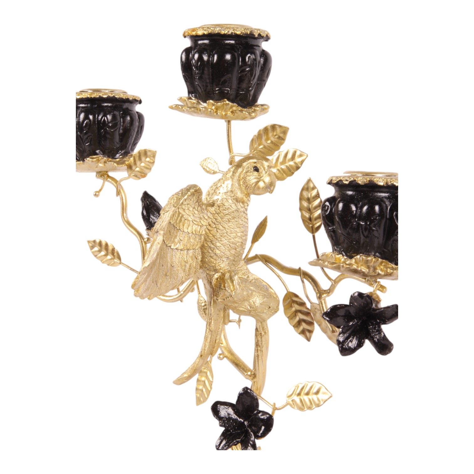 Kandelaar Tijger 38 cm - Zwart - Resin