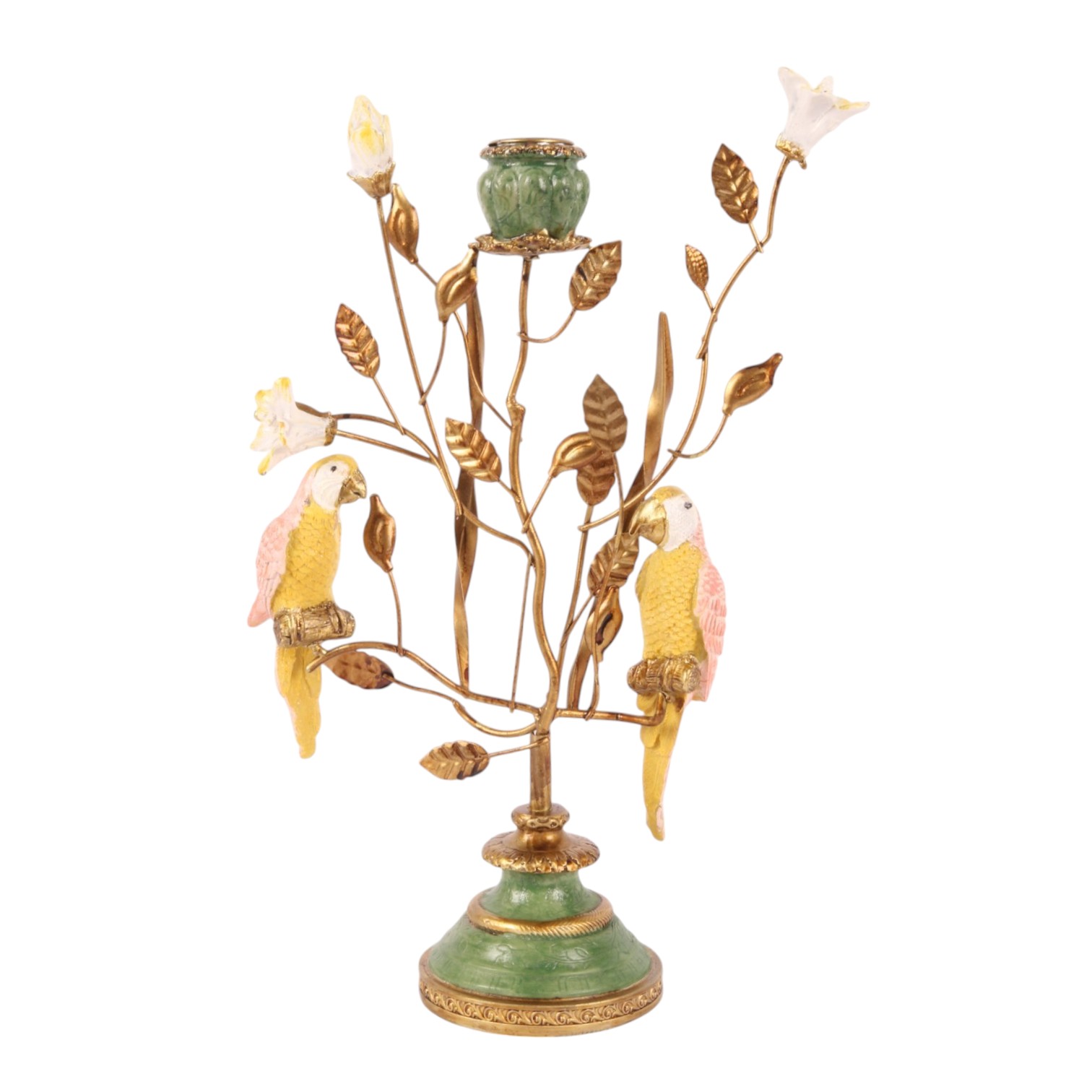 Kandelaar Papegaai 32 cm - Groen - Resin