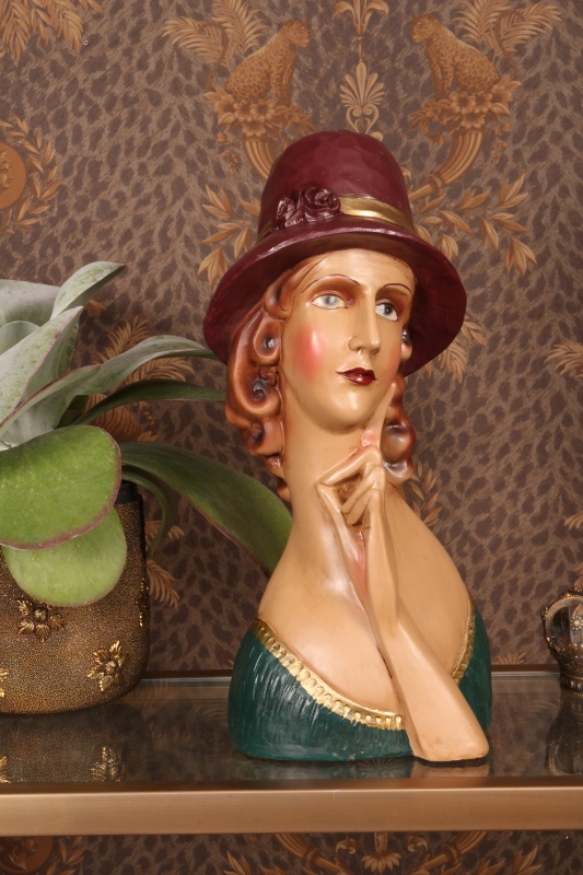 Buste Beeld Vrouw - 44,5 cm - Bruin - Resin