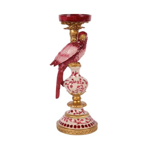 Kandelaar Papegaai 32,5 cm - Rood - Resin
