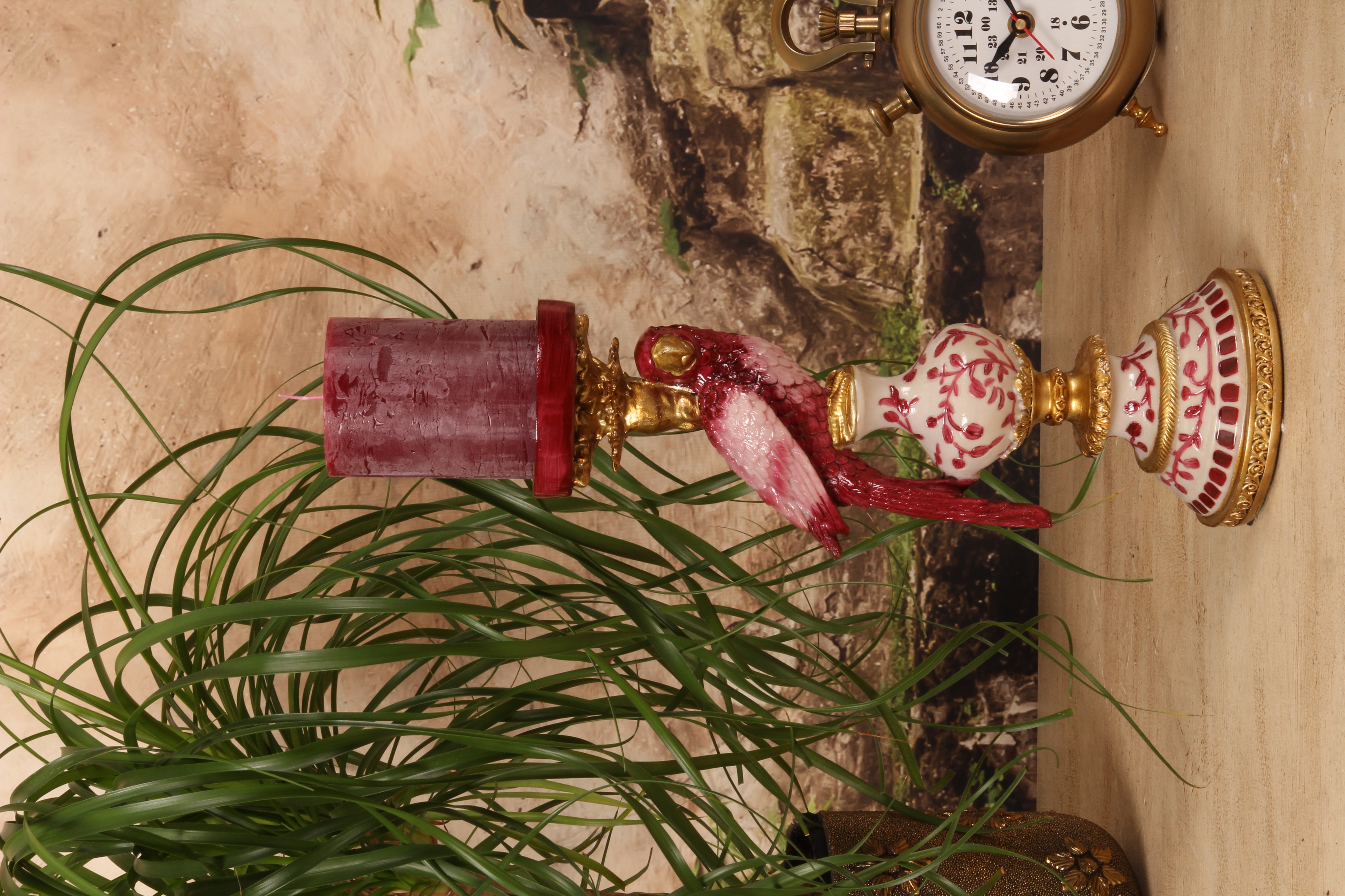 Kandelaar Papegaai 32,5 cm - Rood - Resin