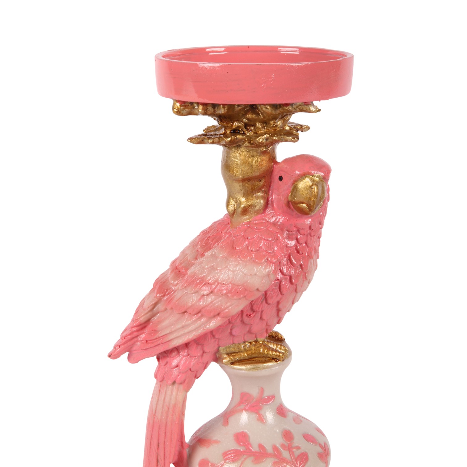 Kandelaar Papegaai 32,5 cm - Roze - Resin