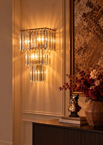 Wandlamp Hilton 56 cm - Goud - Ijzer & Glas