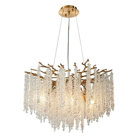 Kroonluchter Waterfall - 60 cm - Goud - Glas