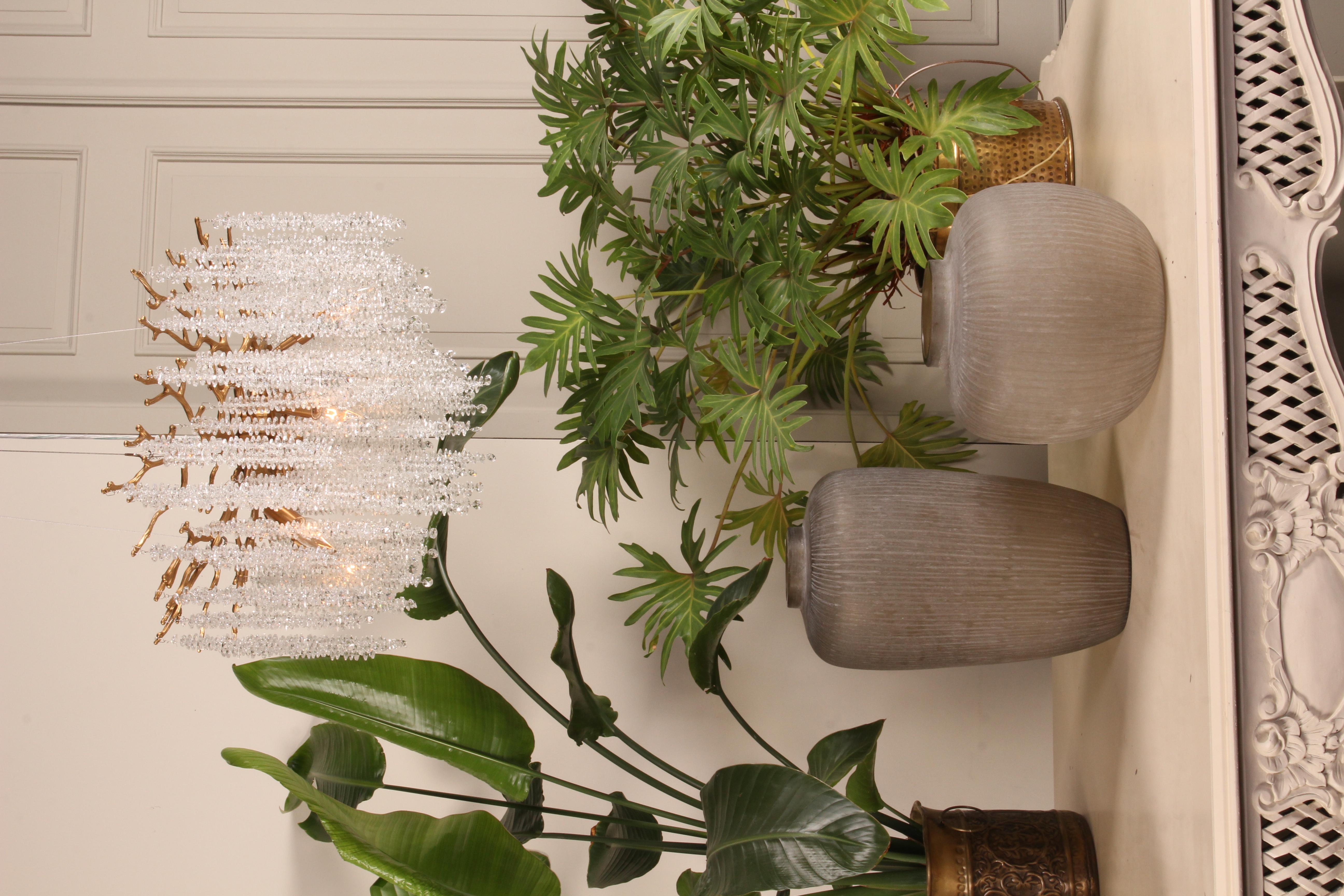 Kroonluchter Waterfall - 60 cm - Goud - Glas