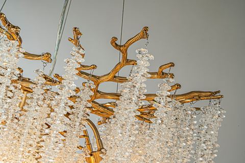 Kroonluchter Waterfall - 60 cm - Goud - Glas