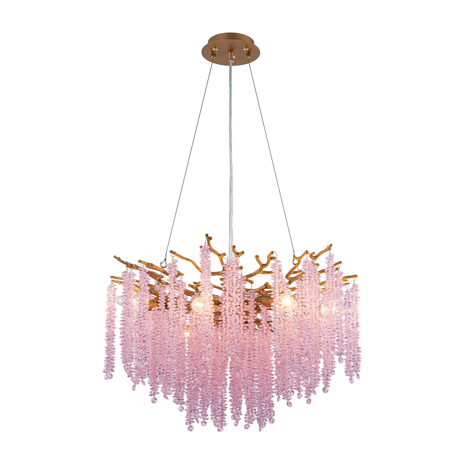 Kroonluchter Waterfall - 60 cm - Roze - Glas