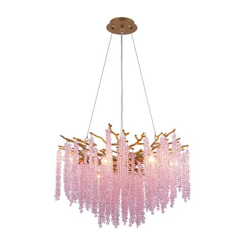 Kroonluchter Waterfall - 60 cm - Roze - Glas