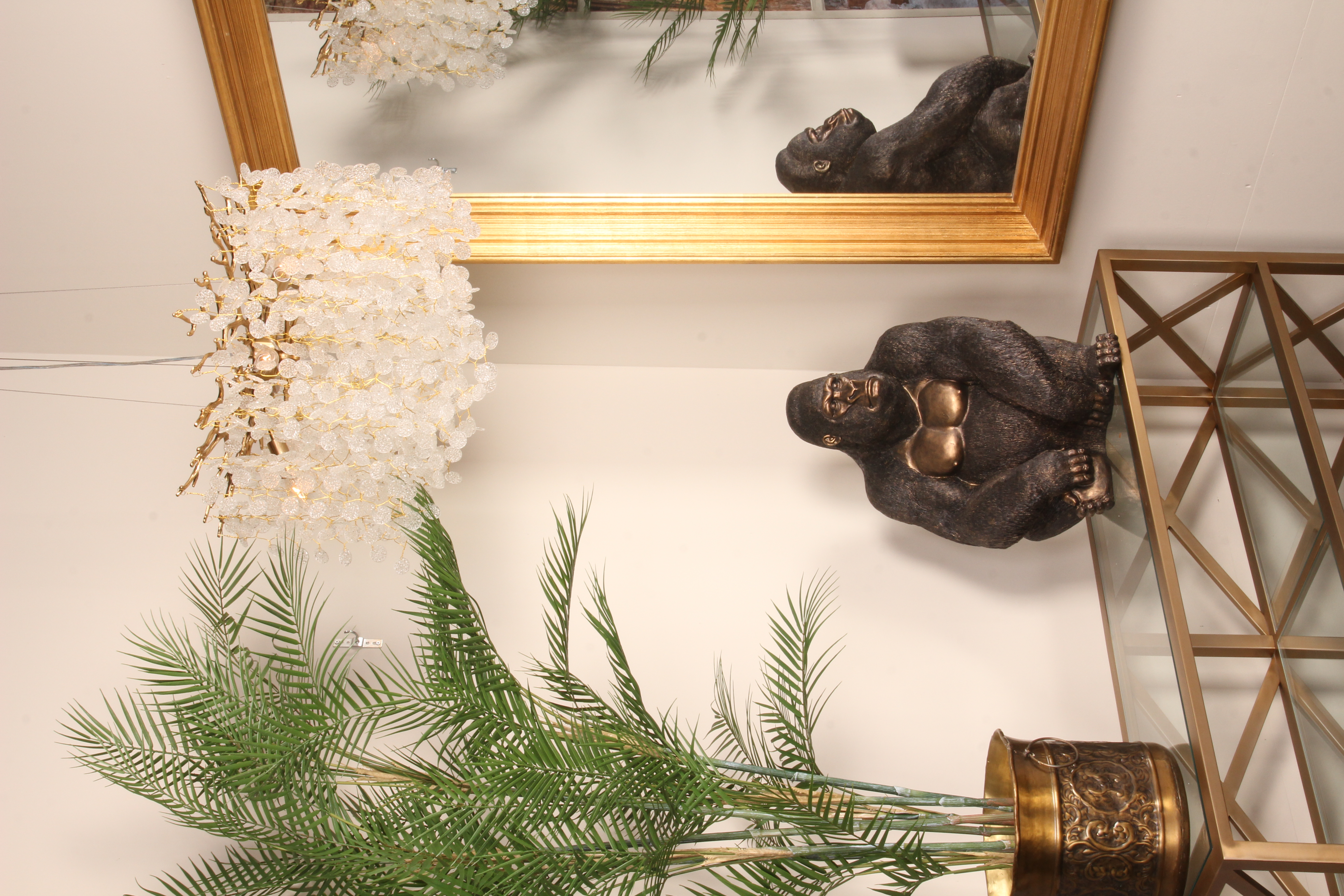 Kronleuchter Regentropfen 60 cm – Gold – Eisen & Glas