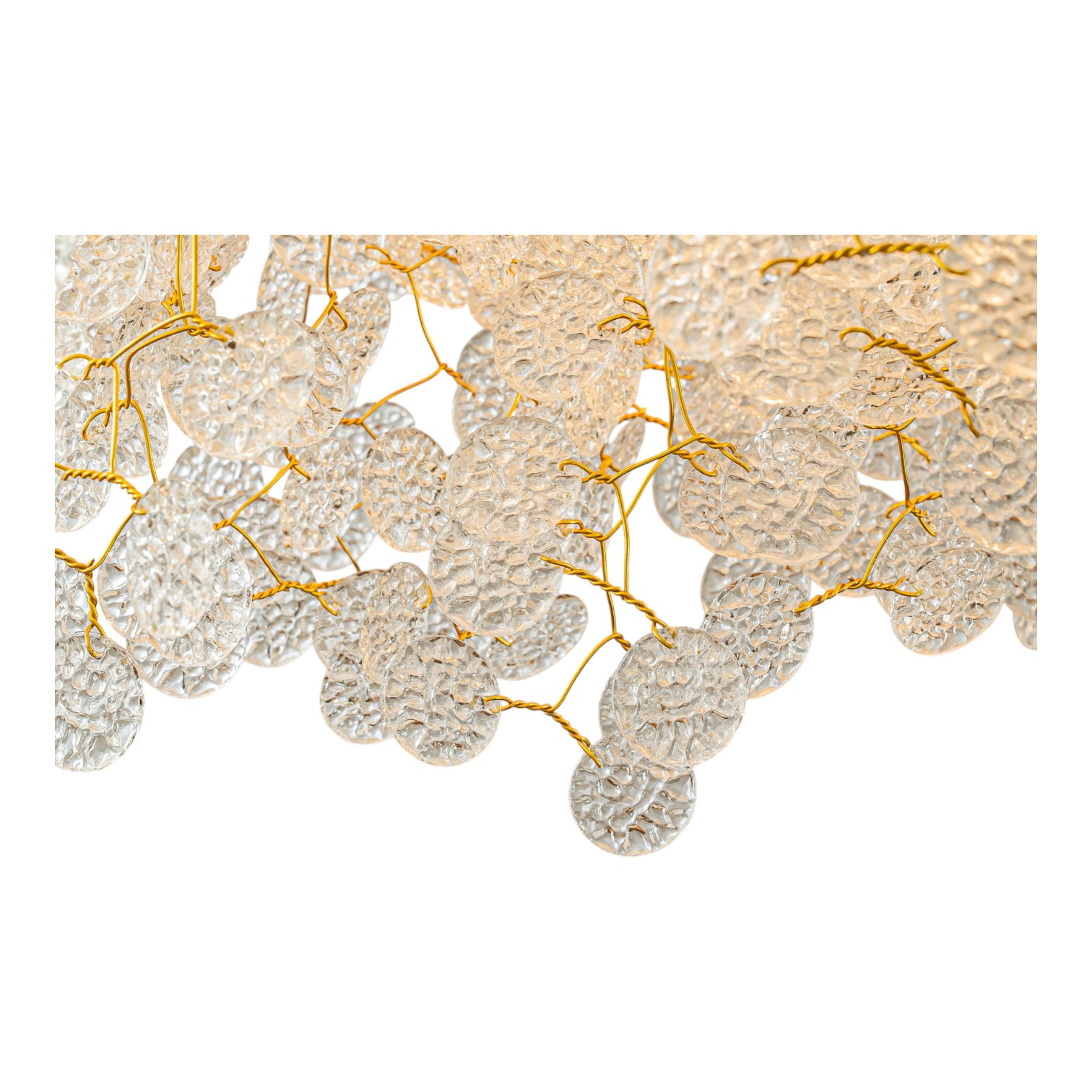 Kronleuchter Regentropfen 60 cm – Gold – Eisen & Glas