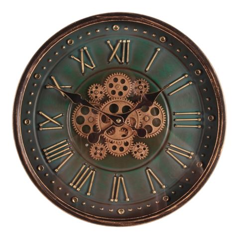 Wall Clock Bronx 40 cm - Green - Round - Metal
