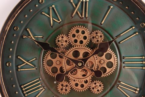 Wall Clock Bronx 40 cm - Green - Round - Metal