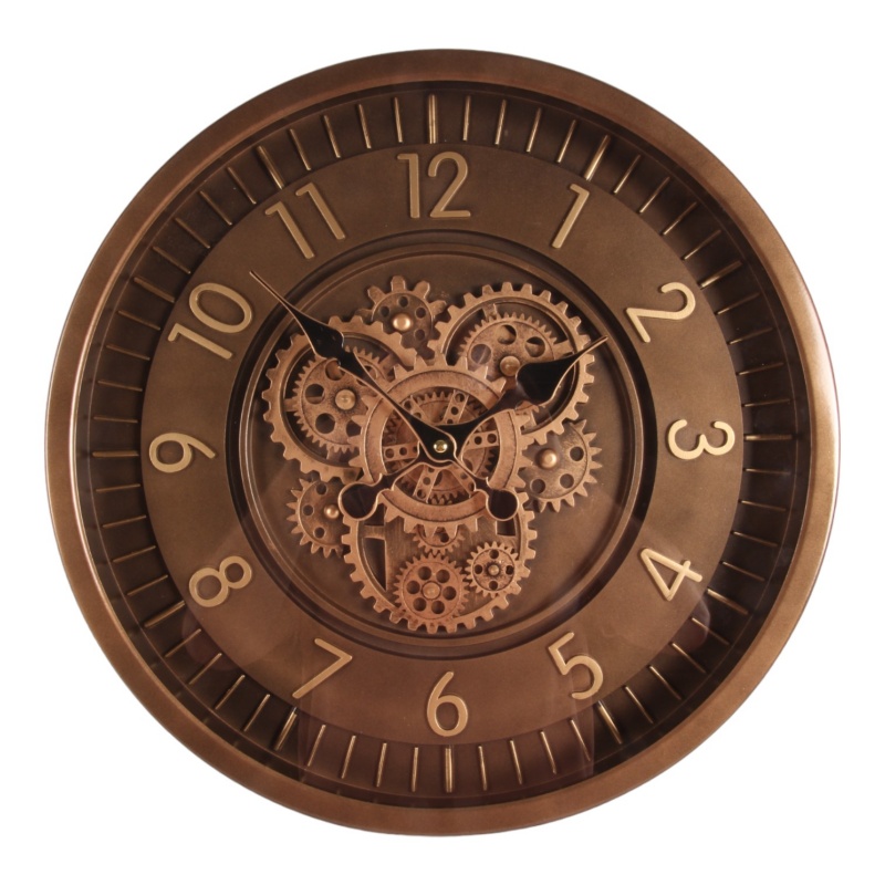 Wandklok Clinton 46 cm - Bruin - Rond - Metaal