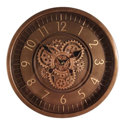 Wall Clock Clinton 46 cm - Brown - Round - Metal