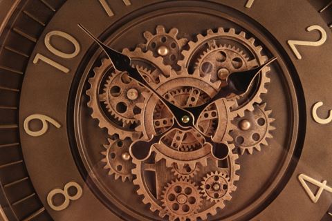 Wall Clock Clinton 46 cm - Brown - Round - Metal