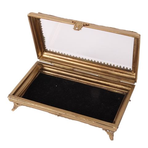 Opbergbox Rechthoekig 18 cm - Goud - Koper / Glas