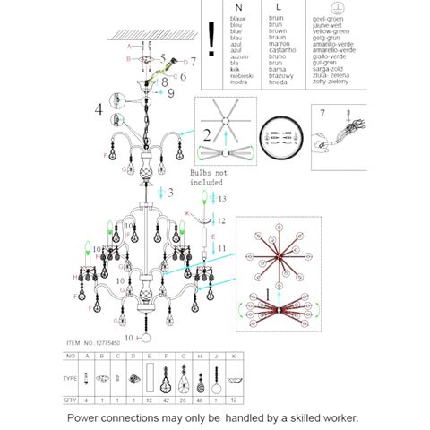 Kroonluchter Cambridge 135 cm - Goud - Messing & Glas