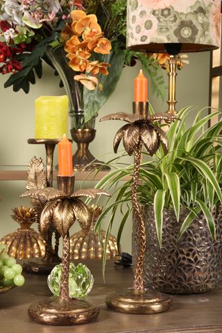 Kandelaar Palmboom M 34.5 cm - Goud - Aluminium