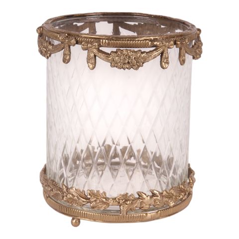 Photophore 17 cm - Doré - Laiton / Verre