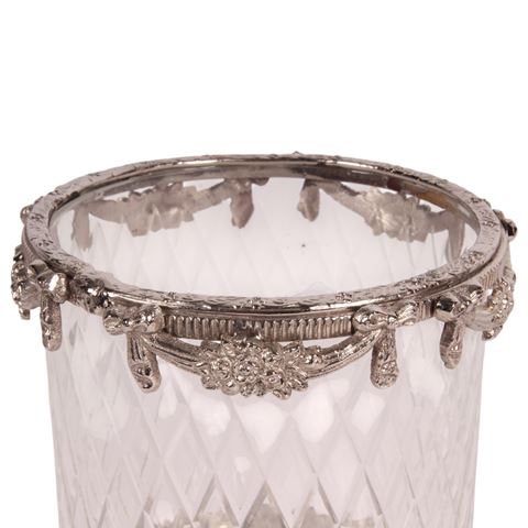 Tealight Holder 17 cm - Silver - Brass / Glass