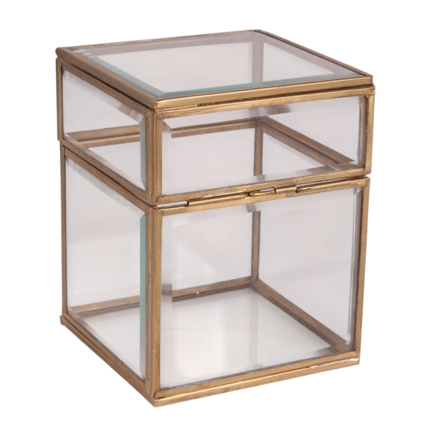 Sieradendoos 10x10x13 cm - Goud - Glas