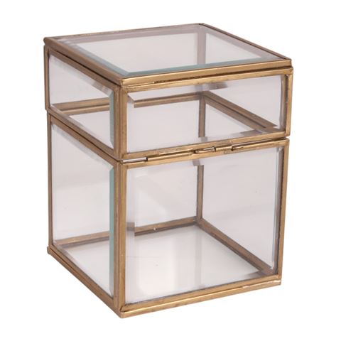Jewelry Box 10x10x13 cm - Gold - Glass