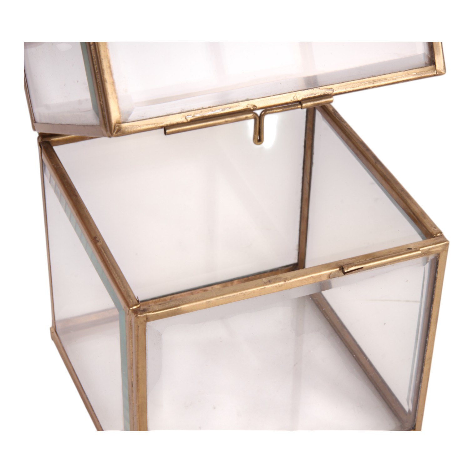 Sieradendoos 10x10x13 cm - Goud - Glas