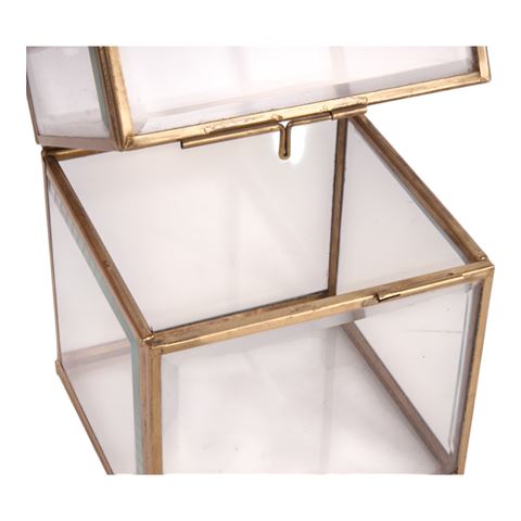 Jewelry Box 10x10x13 cm - Gold - Glass
