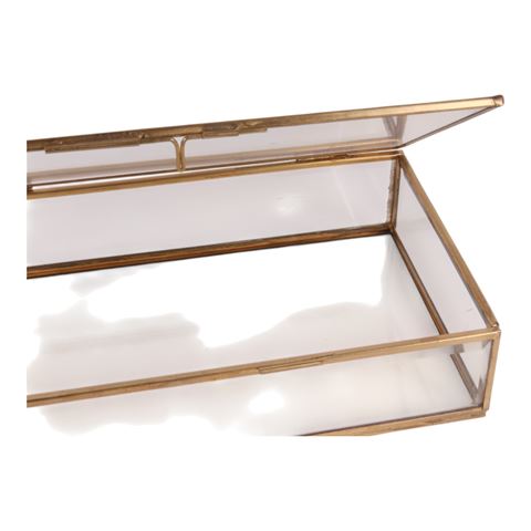 Sieradendoos 20x20x8 cm - Goud - Glas