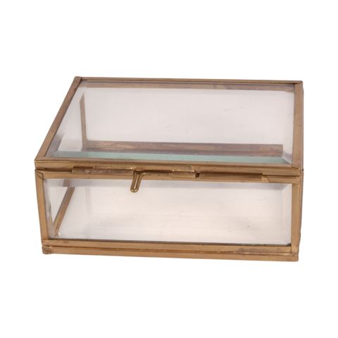 Sieradendoos 9x11x4.5 cm - Goud - Glas
