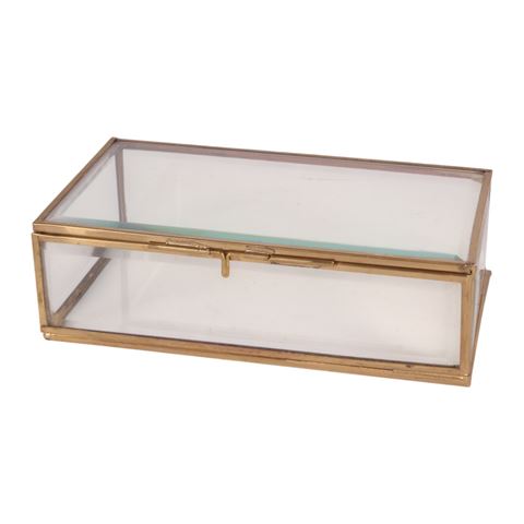 Sieradendoos 10x17.5x5.5 cm - Goud - Glas