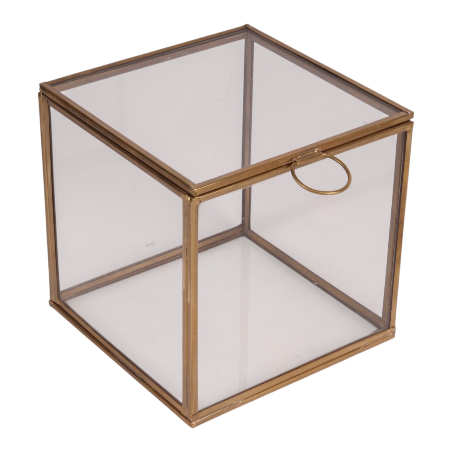 Opbergbox 13x13x13 cm - Goud - Glas