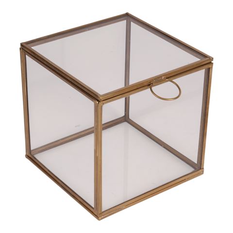 Opbergbox 13x13x13 cm - Goud - Glas
