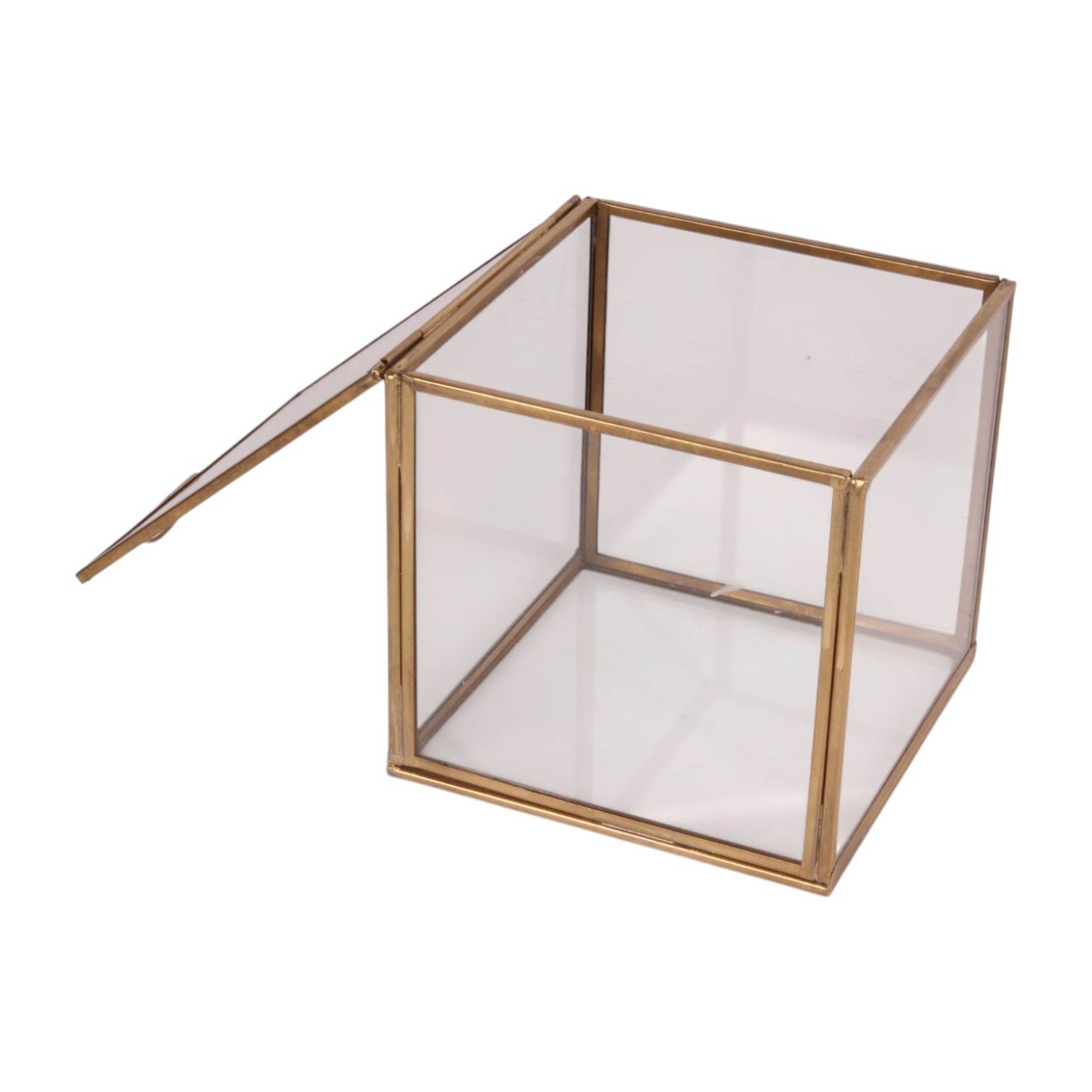 Opbergbox 13x13x13 cm - Goud - Glas