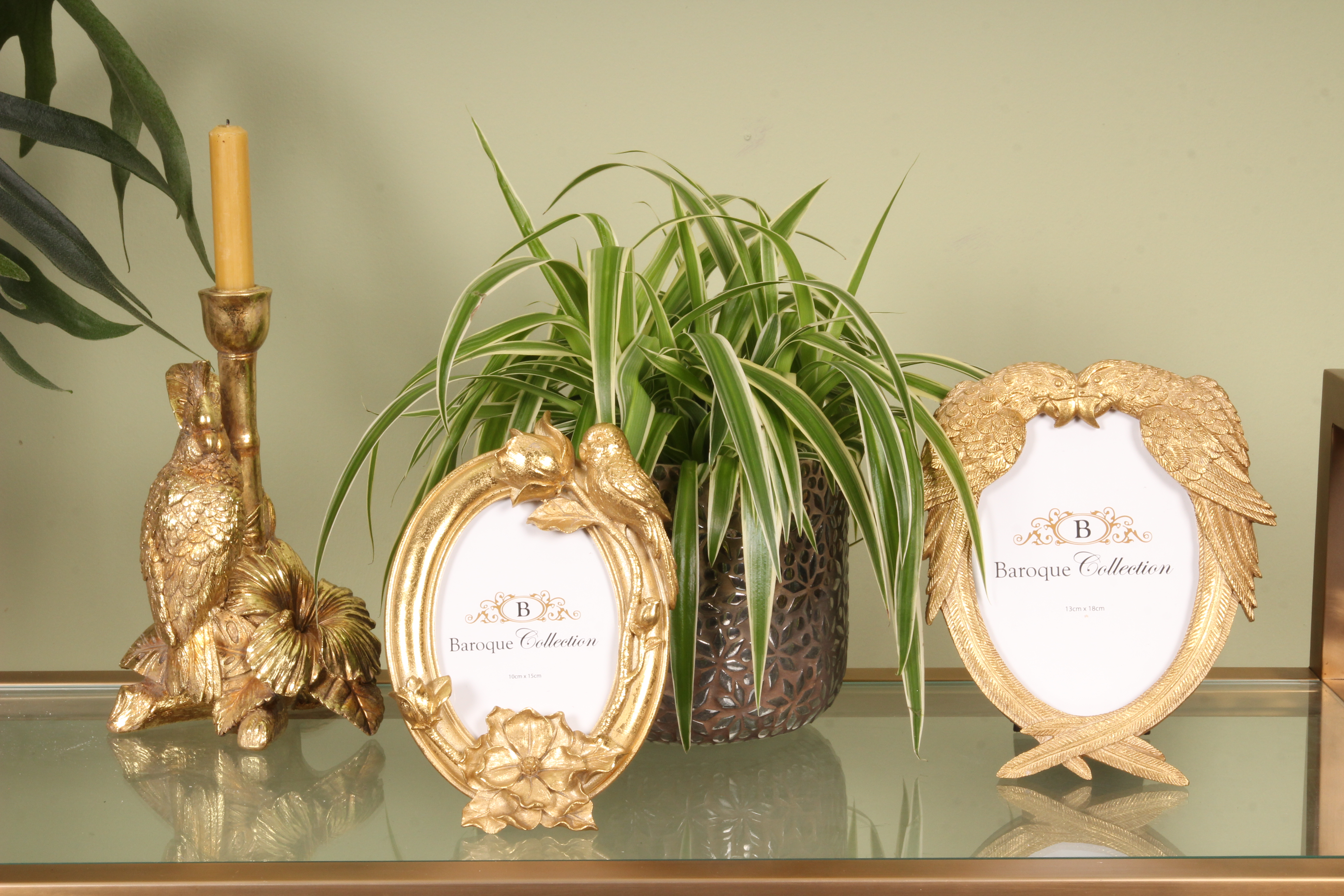 Fotolijst Vogels 10x15 cm - Goud - Resin - Staand