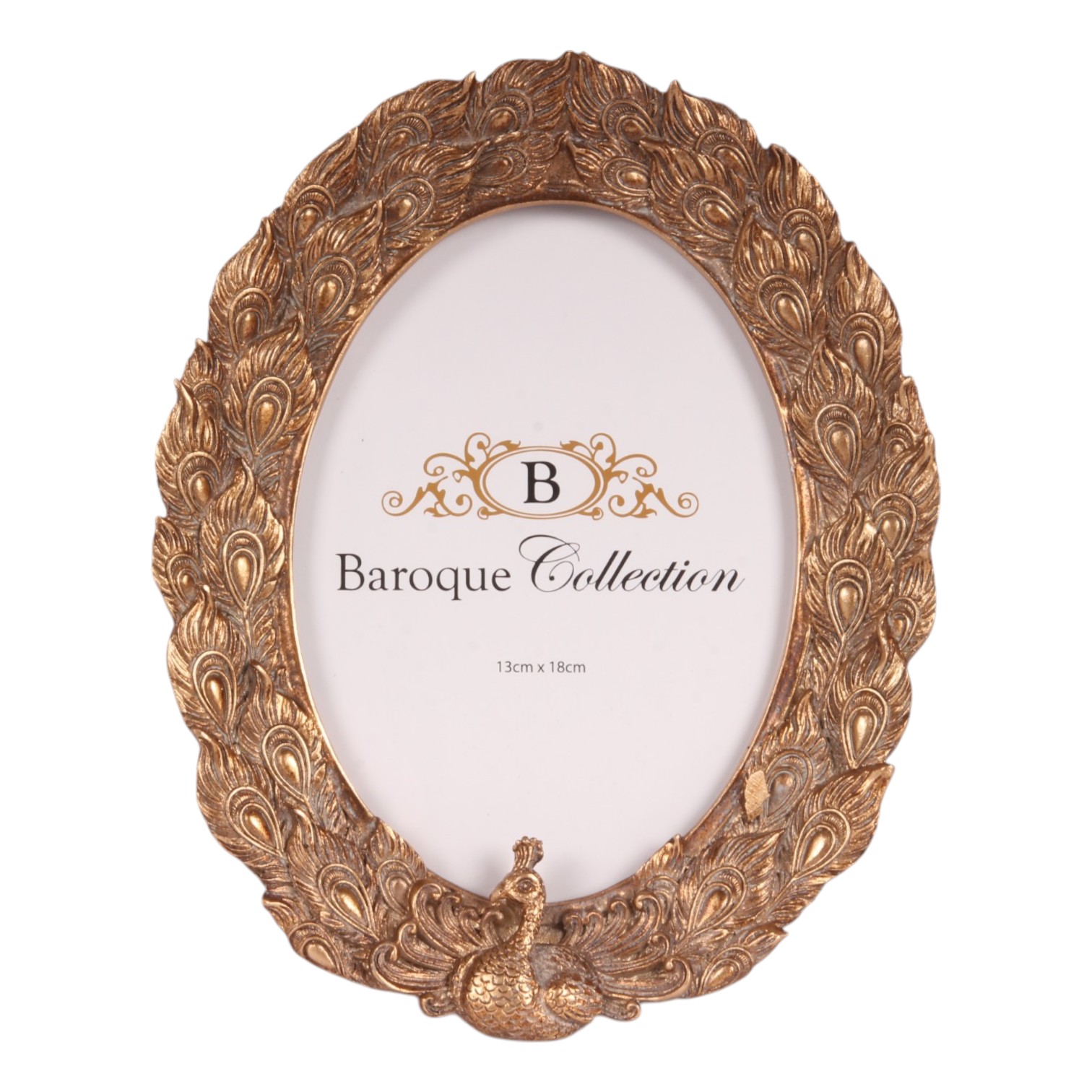 Fotolijst Pauw 13x18 cm - Goud - Resin - Ovaal - Staand