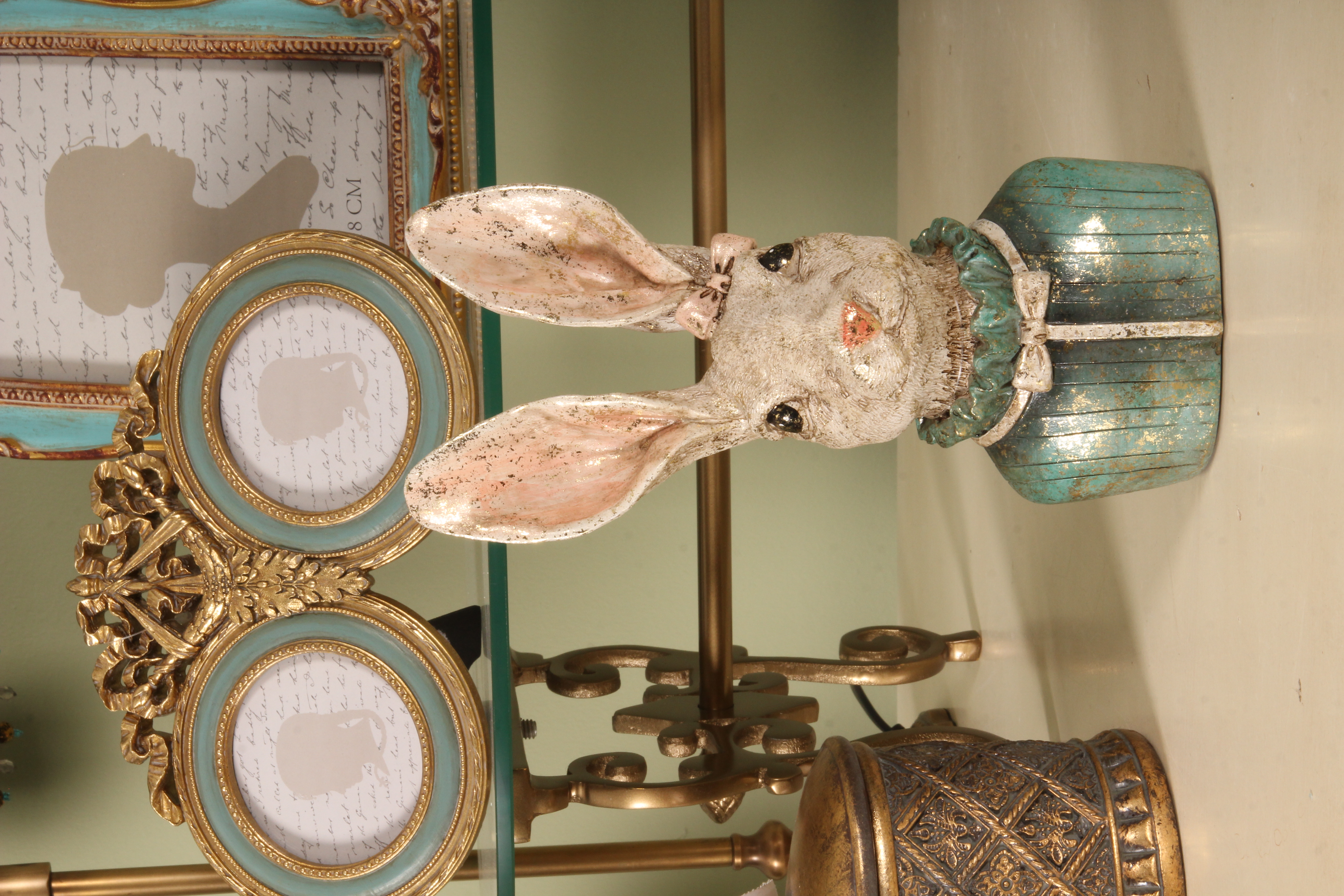 Konijn bust beeld resin 23 cm