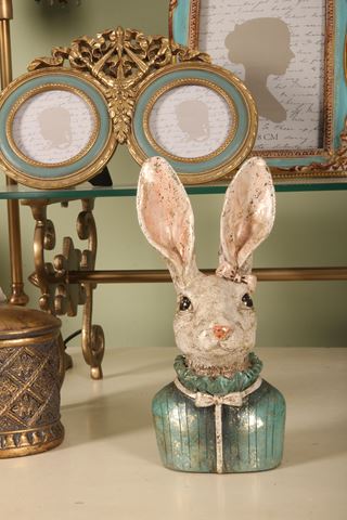 Konijn bust beeld resin 23 cm