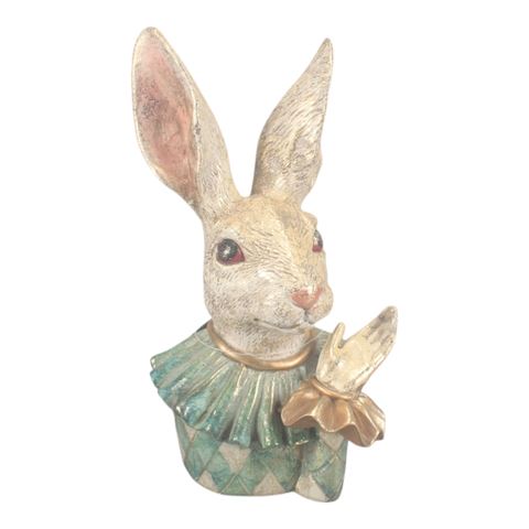Konijn bust beeld resin 24 cm