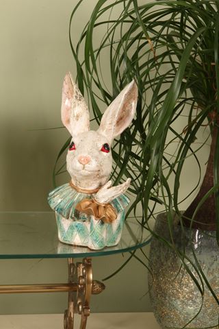 Konijn bust beeld resin 24 cm