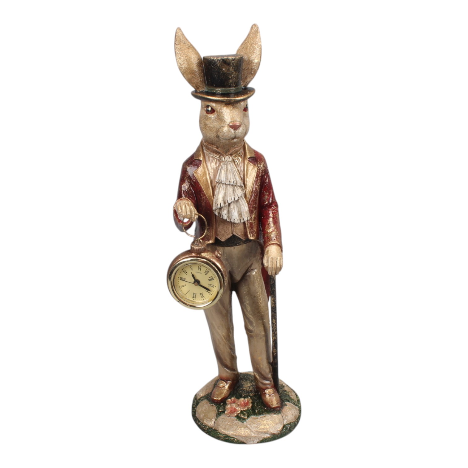Rabbit with Clock 37 cm - Multi - Resin