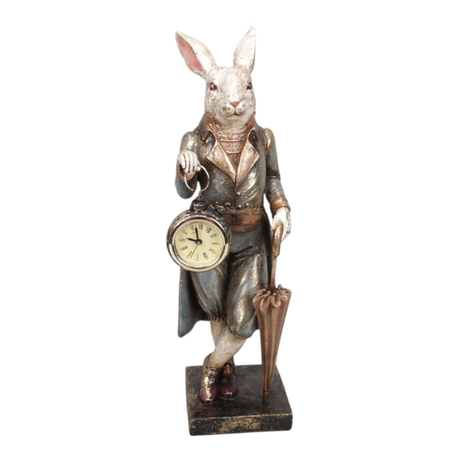 Konijn met Klok 34 cm - Multi - Resin