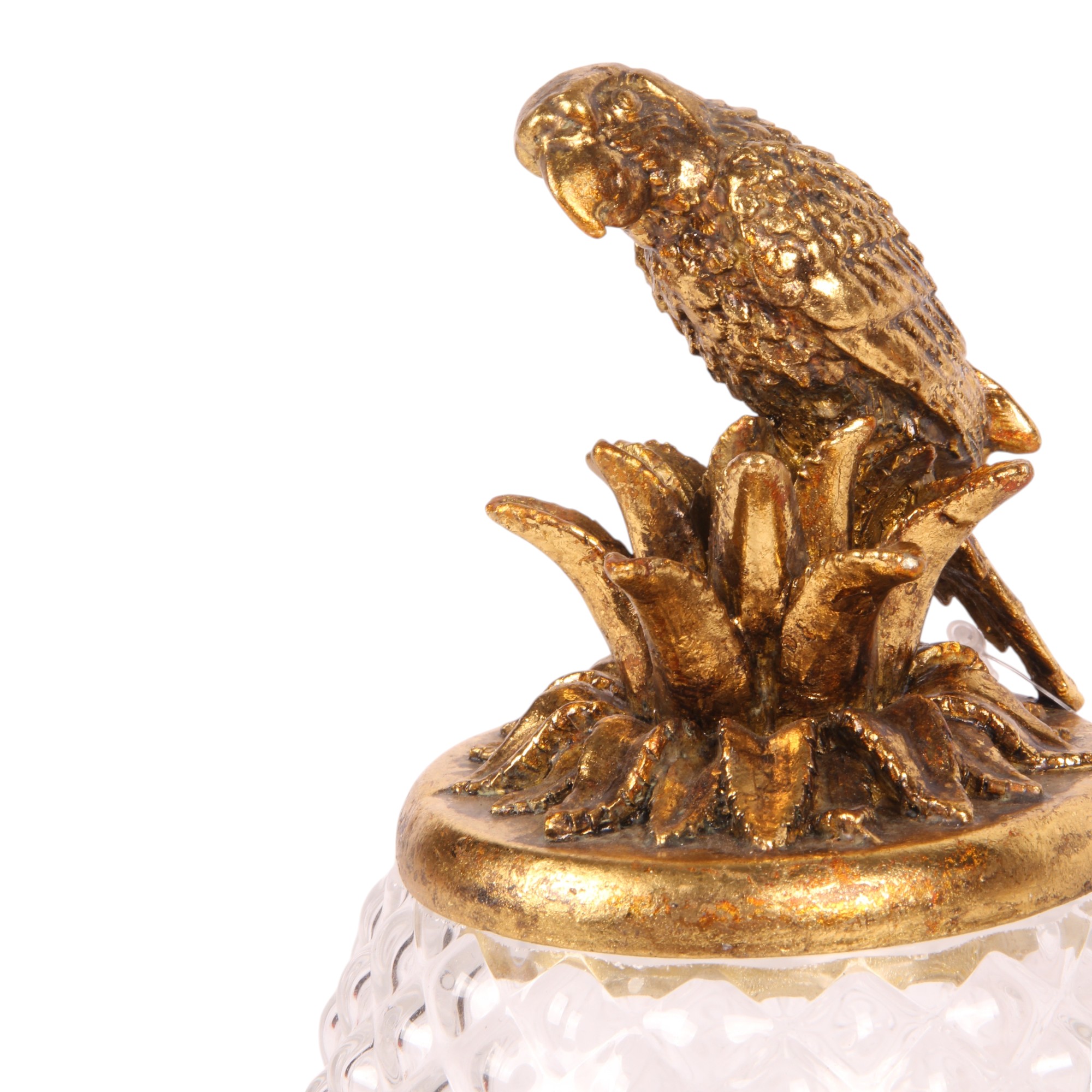 Pot met Deksel 22 cm - Papegaai - Goud - Resin