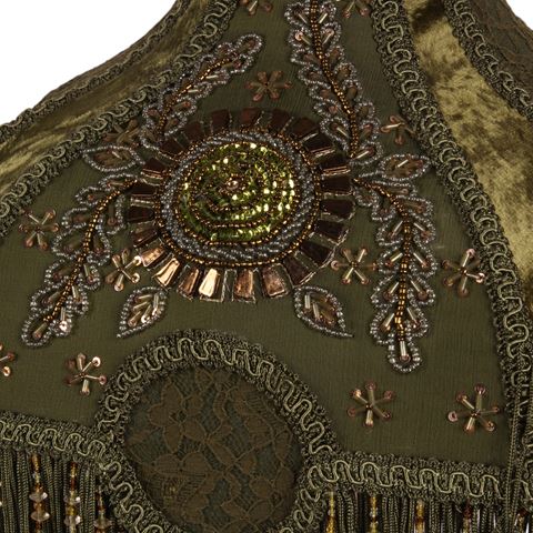 Lampshade Victorian Square 34 cm - Green - Fabric