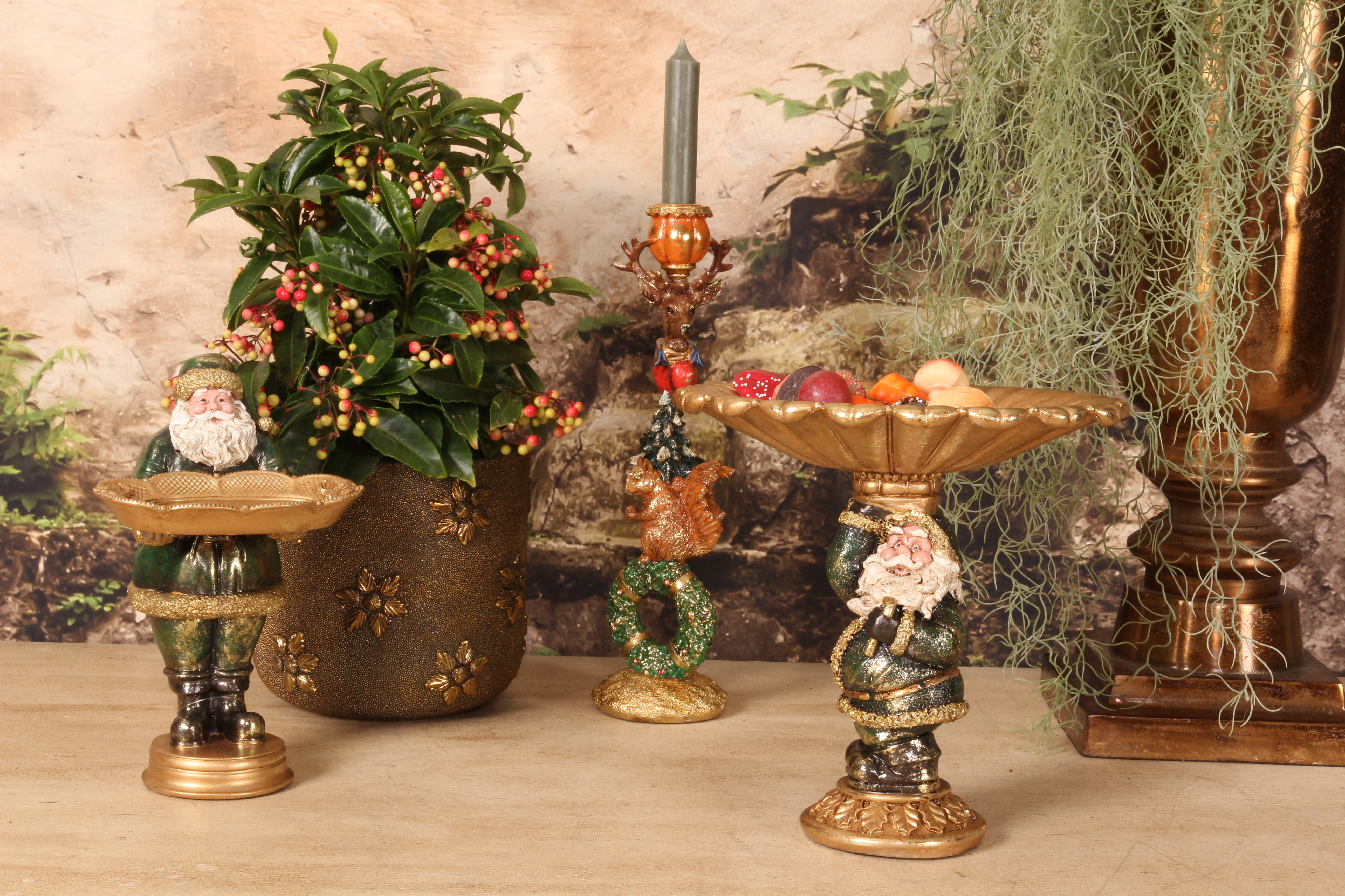 Kandelaar Kerst 33 cm - Goud - Resin