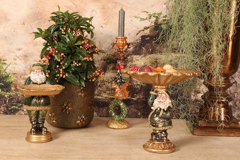 Kandelaar Kerst 33 cm - Goud - Resin