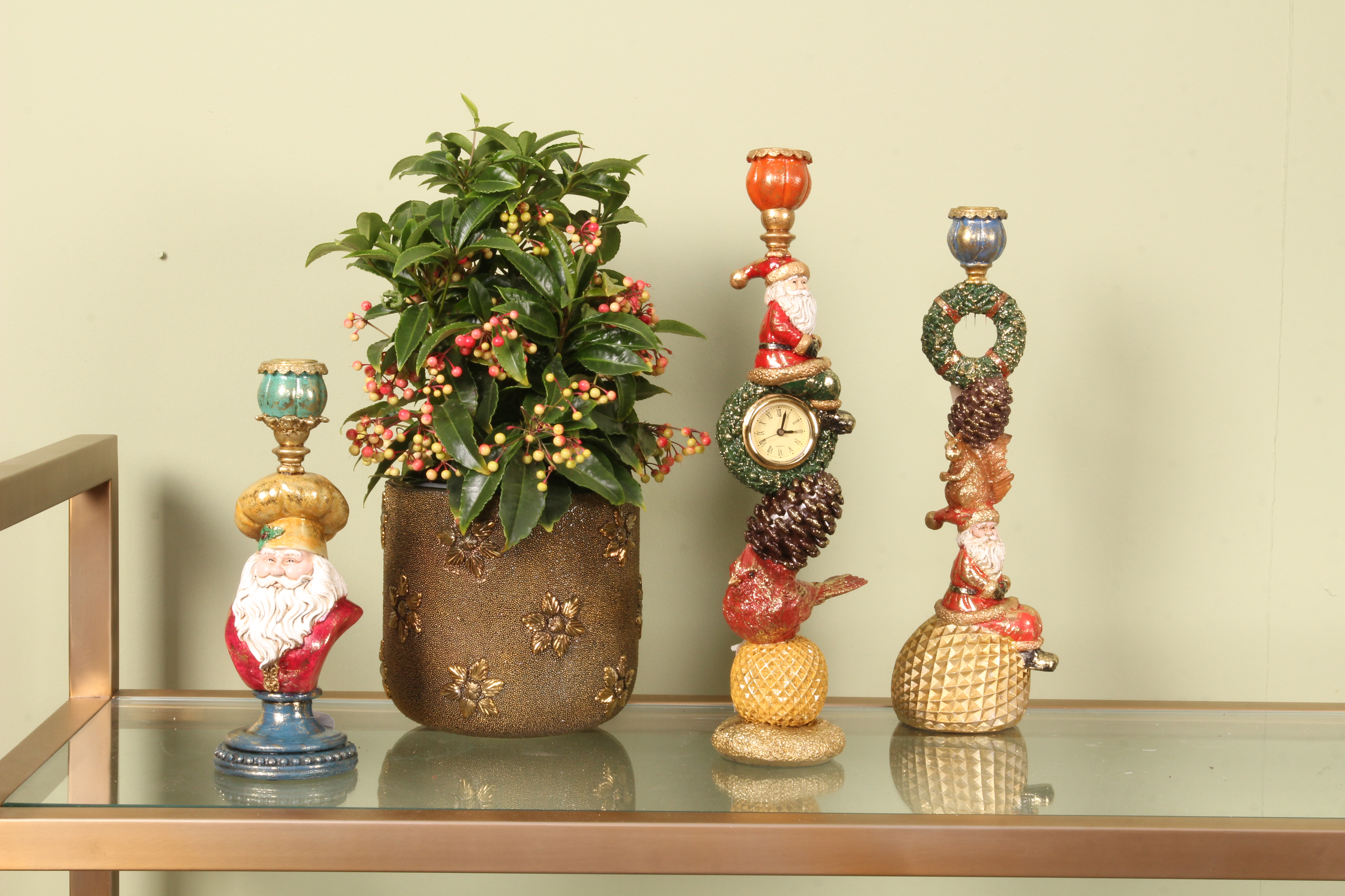 Kandelaar Kerst 39 cm - Goud - Resin